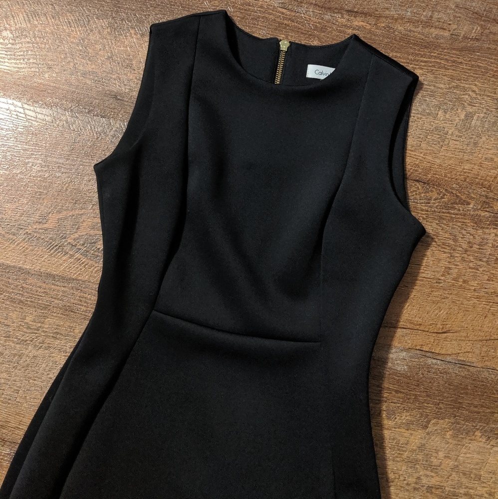 Calvin Klein Black Scuba Crepe Sheath Dress